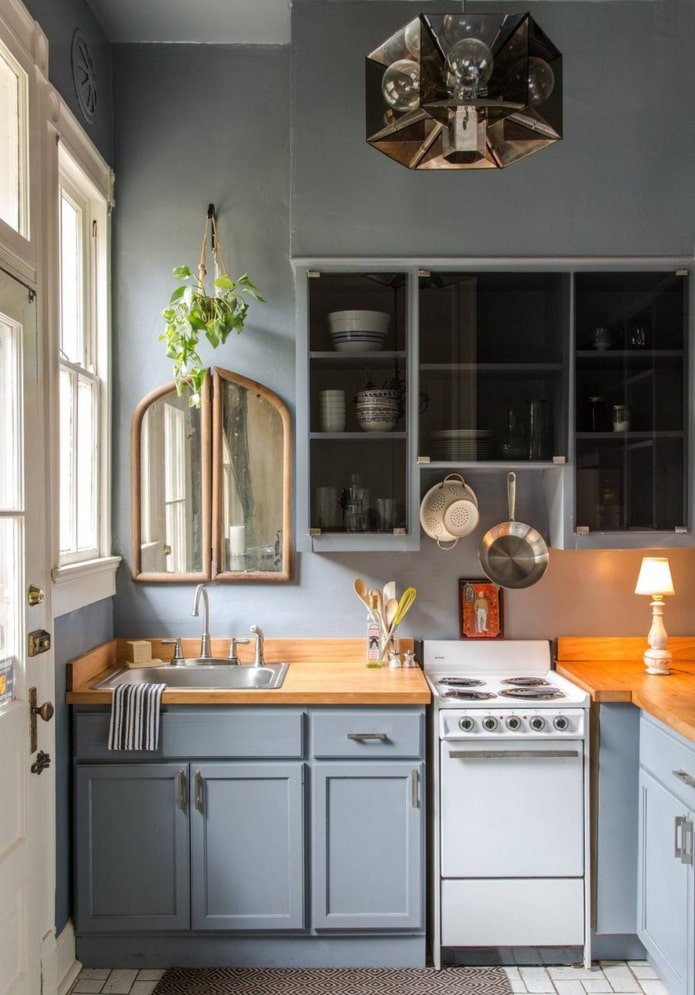 petite cuisine gris-bleu