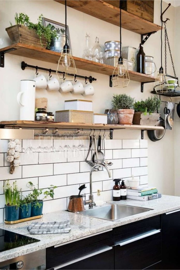 decor on kitchen shelves