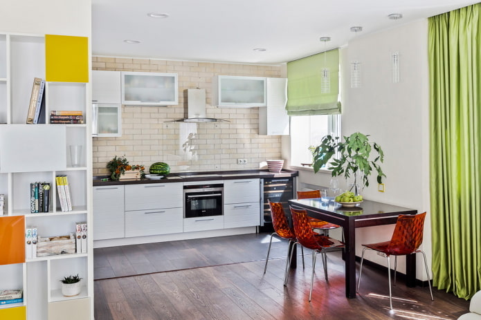conception de cuisine à l'intérieur d'un appartement de 100 mètres carrés