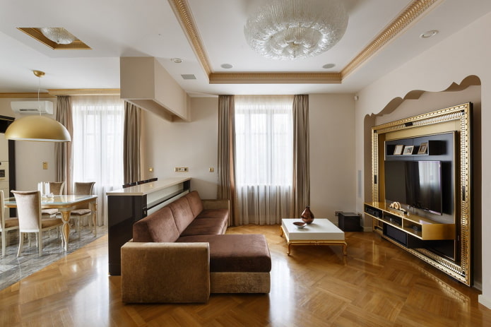 intérieur d'un appartement de trois pièces de 100 mètres carrés