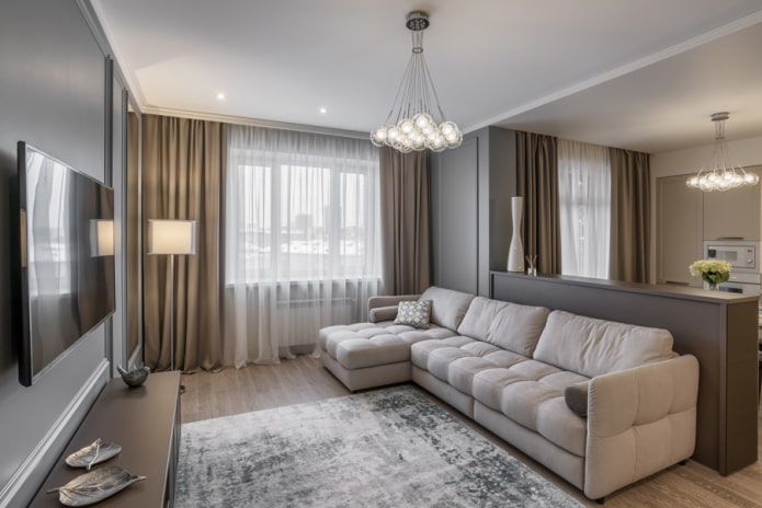 Intérieur d'un appartement de quatre pièces de 100 mètres carrés