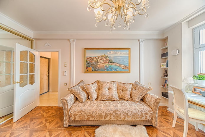 intérieur d'un appartement de 100 mètres carrés dans un style classique
