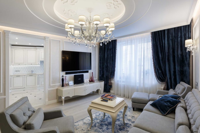 Intérieur d'un appartement de 100 m² de style néoclassique
