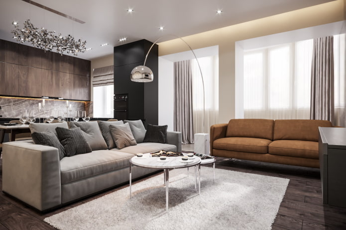 intérieur d'un appartement de 100 mètres carrés dans un style moderne
