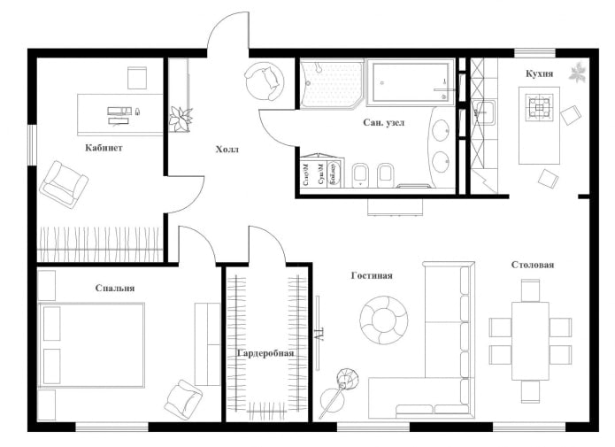 Plan d'un appartement de 100 mètres carrés