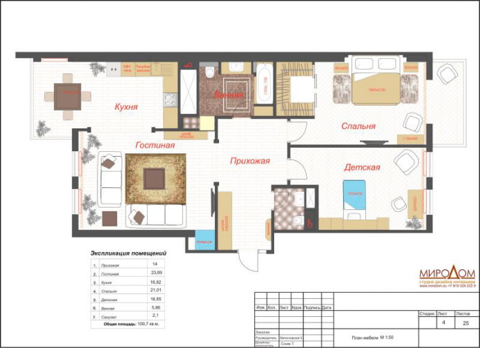 Agencement d'un appartement de 100 m²