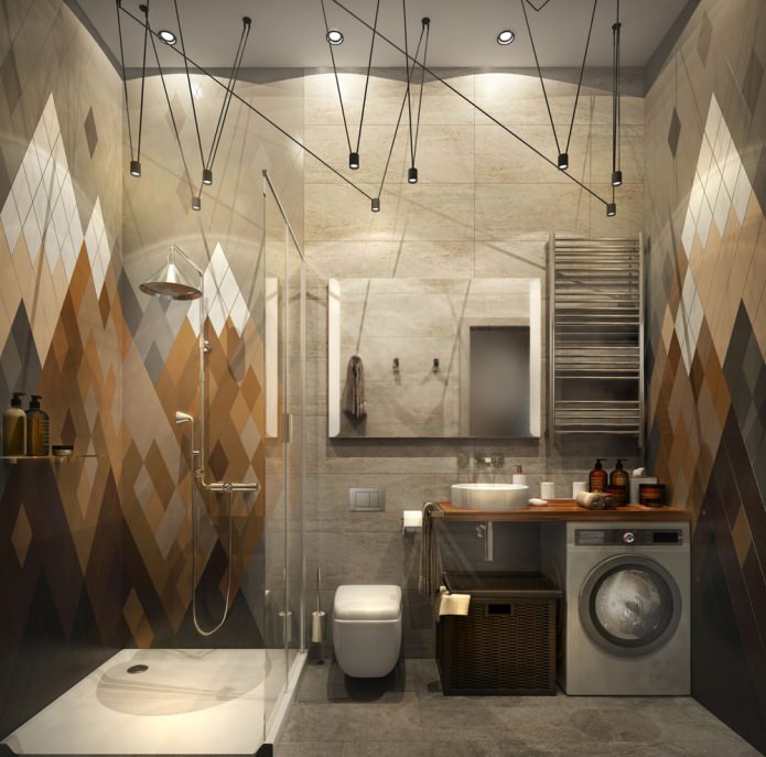 salle de bain dans la conception d'un petit appartement de 15 m².