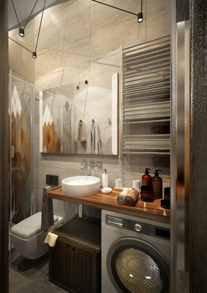 salle de bain dans la conception d'un petit appartement de 15 m².