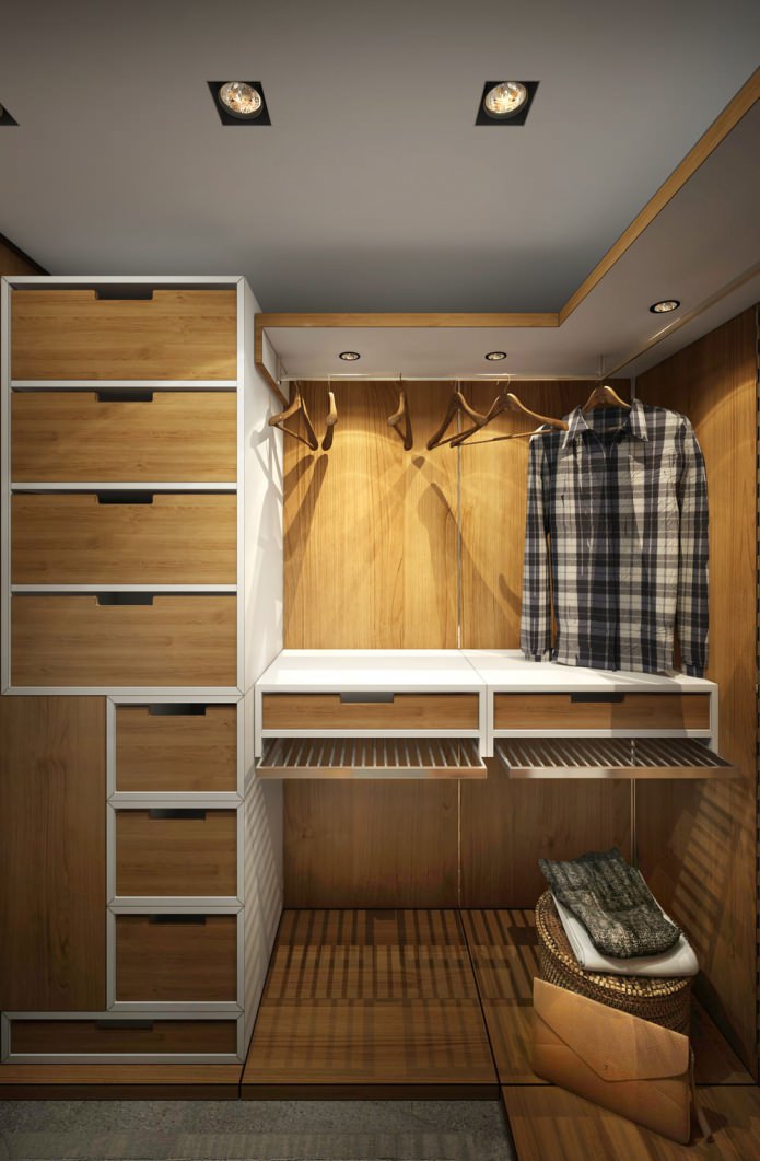 dressing dans la conception d'un petit appartement de 15 m².