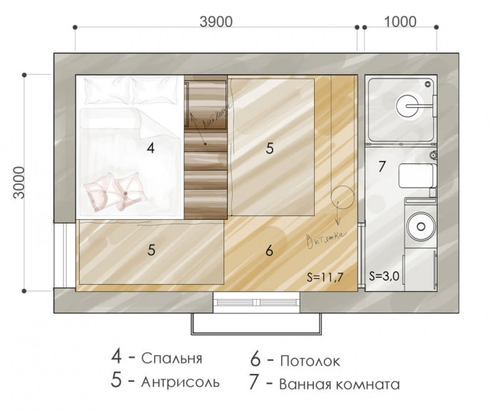 Aménagement d'un appartement de 15 m².