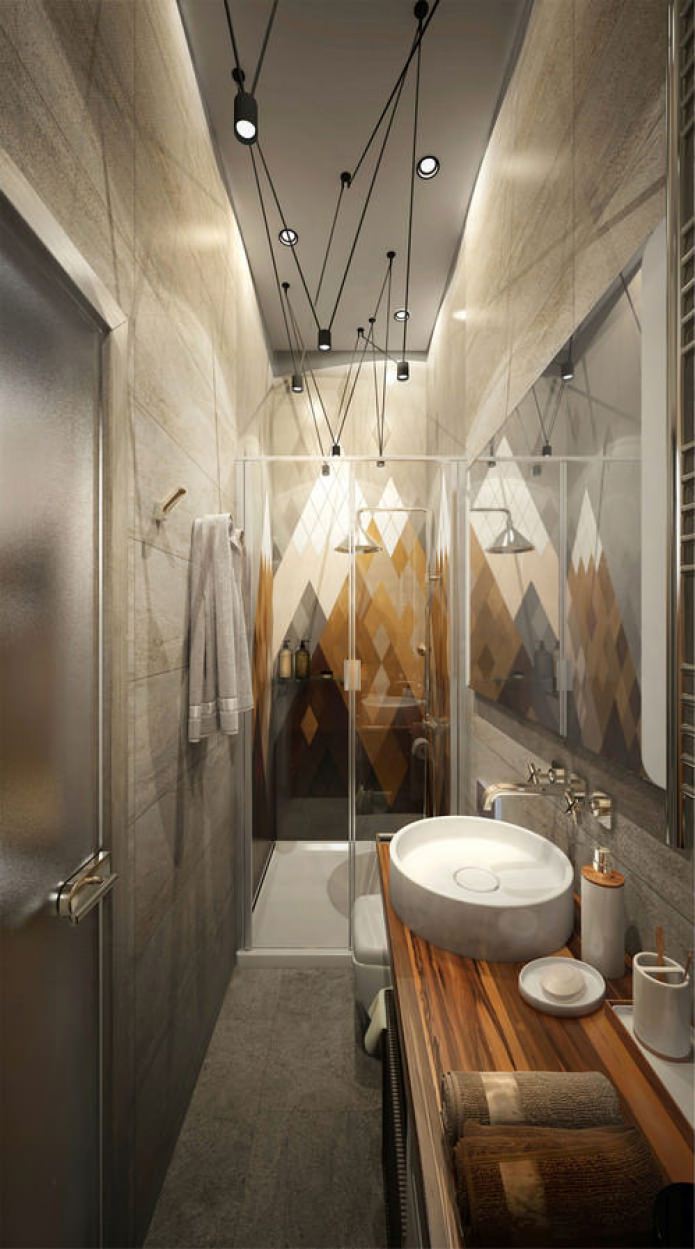 salle de bain dans la conception d'un petit appartement de 15 m².