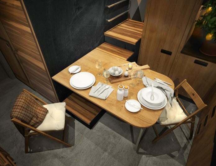 coin repas dans un appartement de 15 m².