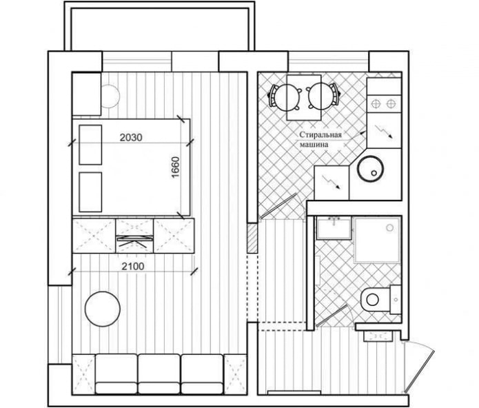 Agencement de l'appartement de 32 m²
