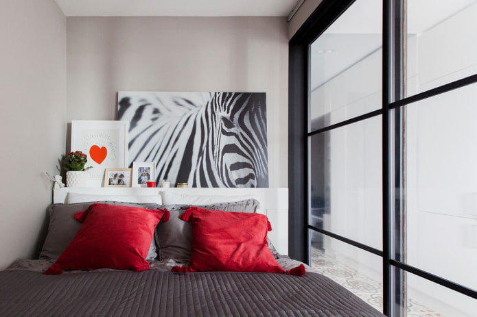conception de chambre à coucher à l'intérieur d'un appartement de 35 mètres carrés