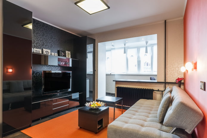 conception de salon à l'intérieur d'un appartement de 35 mètres carrés