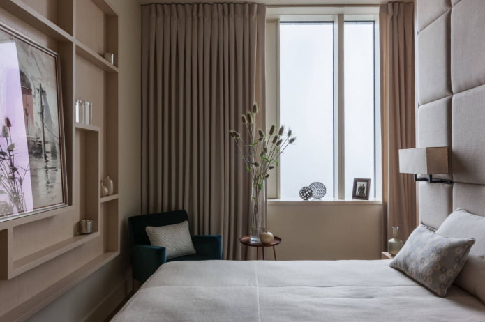 conception de chambre à coucher à l'intérieur d'un appartement de 35 mètres carrés
