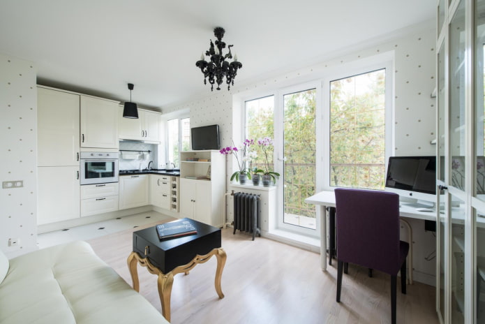 conception d'un appartement de deux pièces de style européen de 35 mètres carrés