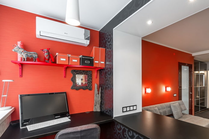 conception du lieu de travail dans un appartement de 36 mètres carrés
