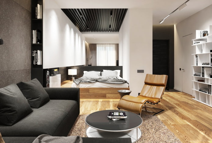 intérieur d'un appartement de 36 mètres carrés dans un style moderne