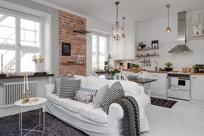 intérieur d'un appartement de 36 m² de style scandinave