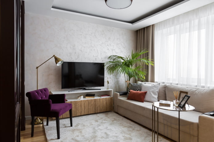 Intérieur du salon dans un appartement de 36 mètres carrés