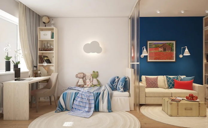 Intérieur d'une chambre d'enfant dans un appartement de 36 mètres carrés