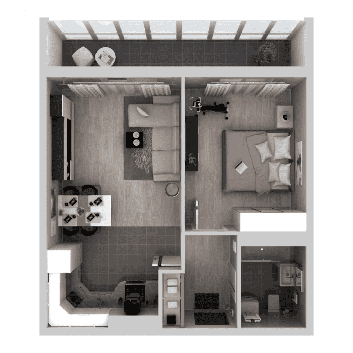Plan d'un appartement de 36 mètres carrés