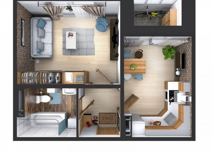 Plan d'un appartement de 36 mètres carrés