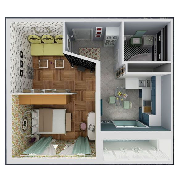 Appartement d'une pièce 37 m²