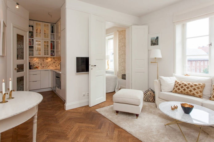 Appartement deux pièces de style européen avec une chambre séparée