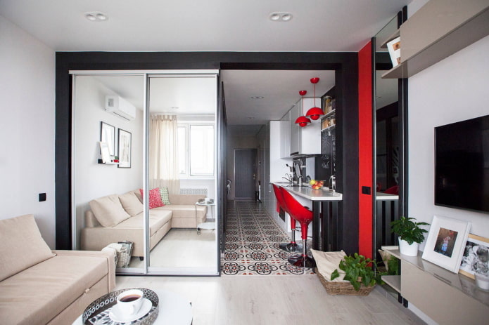 Appartement deux pièces allongé de style européen