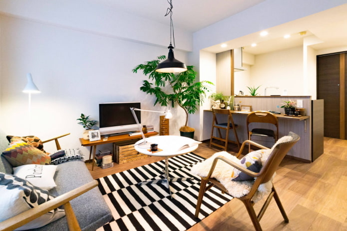 Salon scandinave chaleureux