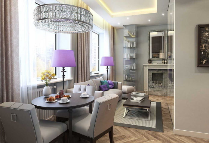 Intérieur d'un appartement deux pièces de style européen de 40 mètres carrés
