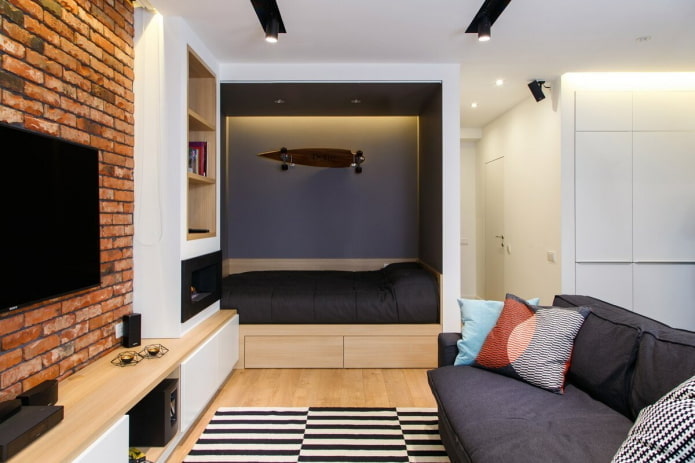 Intérieur d'un studio de 40 m²