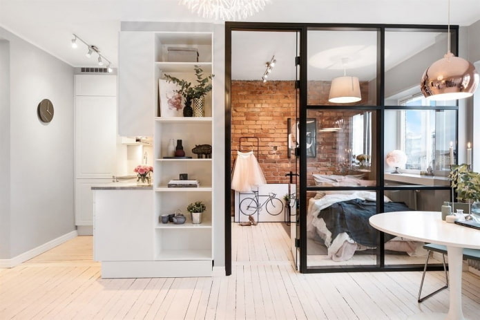 Chambre dans un appartement deux pièces de style européen