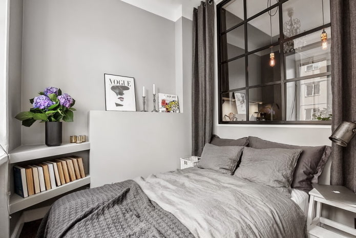 conception de la zone de couchage à l'intérieur d'un appartement de 40 mètres carrés
