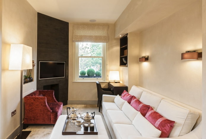 conception de salon à l'intérieur d'un appartement de 40 mètres carrés