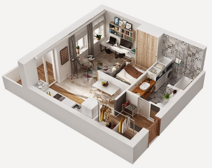 Plan d'un appartement de 40 mètres carrés