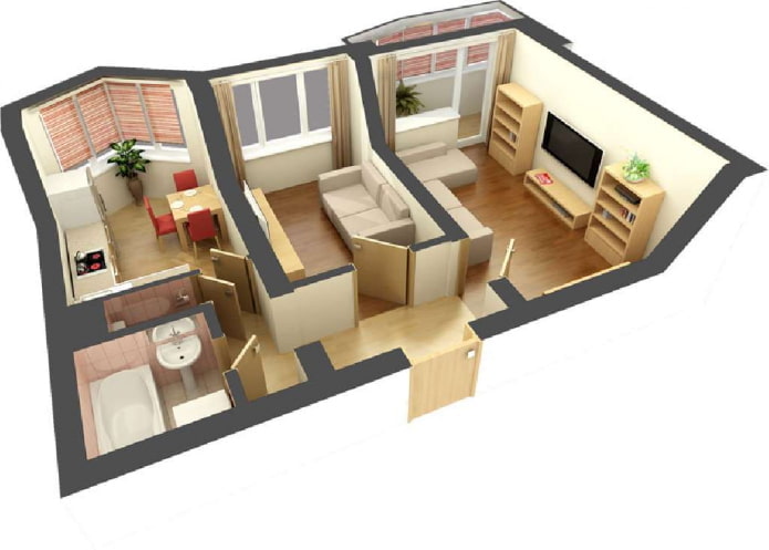 Appartement deux pièces de 42 m² avec balcon et baie vitrée