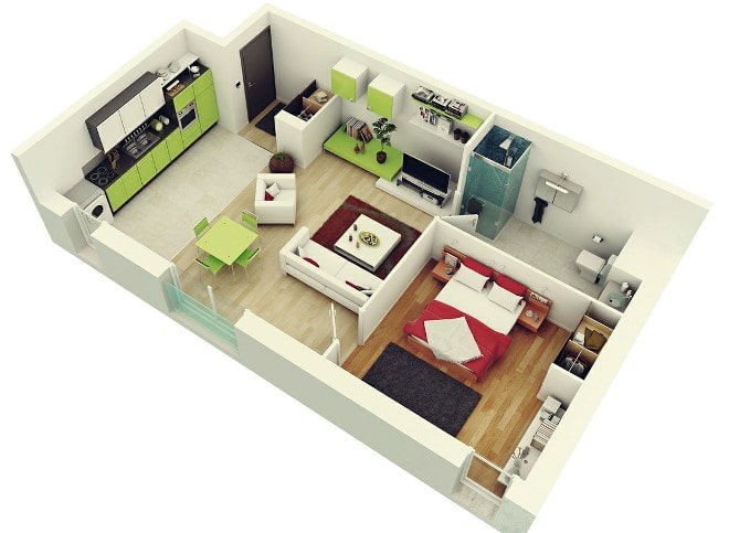 Appartement de style européen sans couloir
