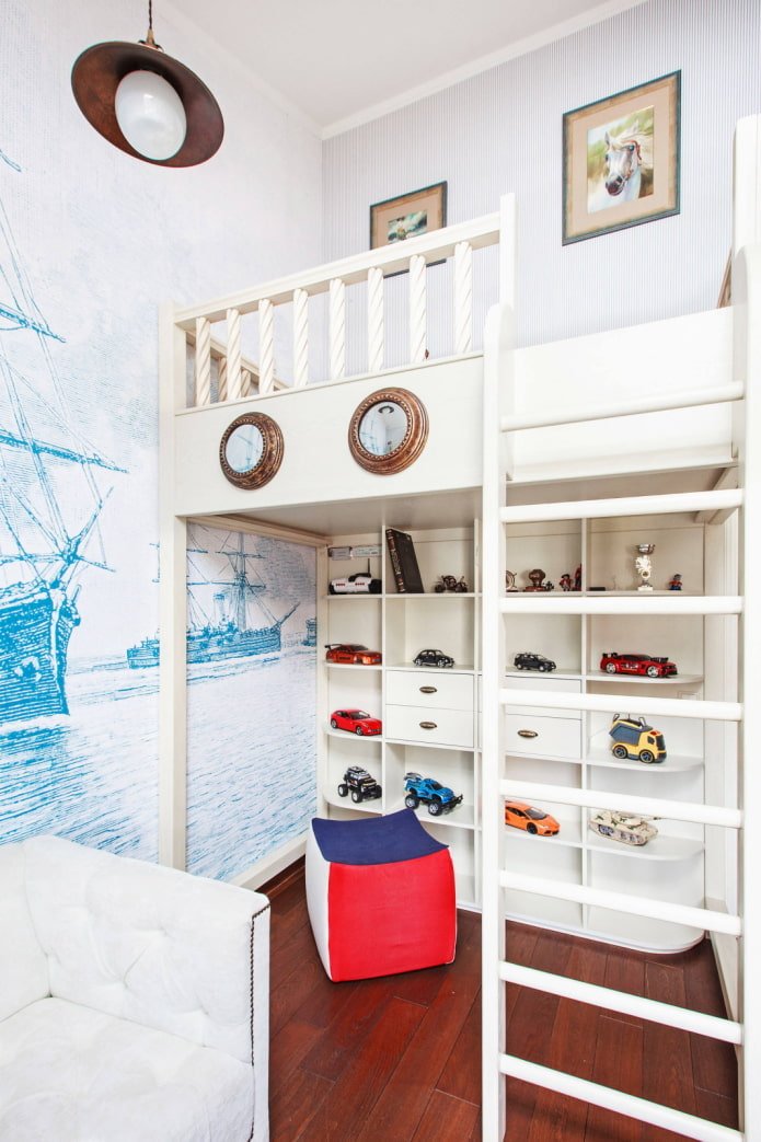 Chambre d'enfant avec un deuxième niveau