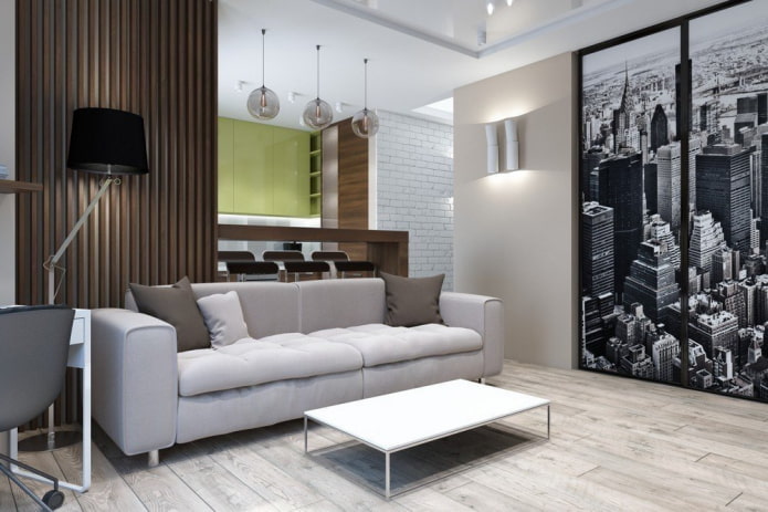 intérieur d'un appartement d'une pièce de 45 mètres carrés