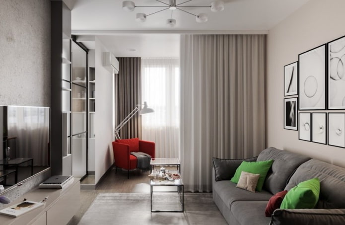 Intérieur d'un studio de 45 m²