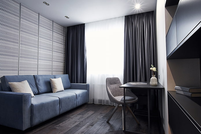 conception de bureau à l'intérieur d'un appartement de 45 mètres carrés