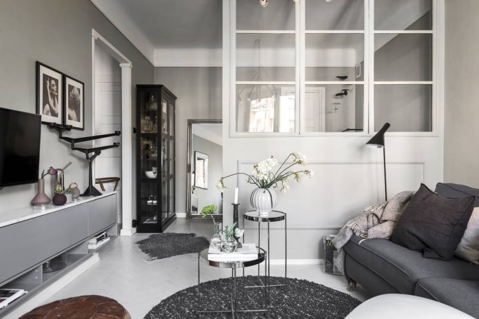 Intérieur d'un appartement de 45 mètres carrés de style scandinave