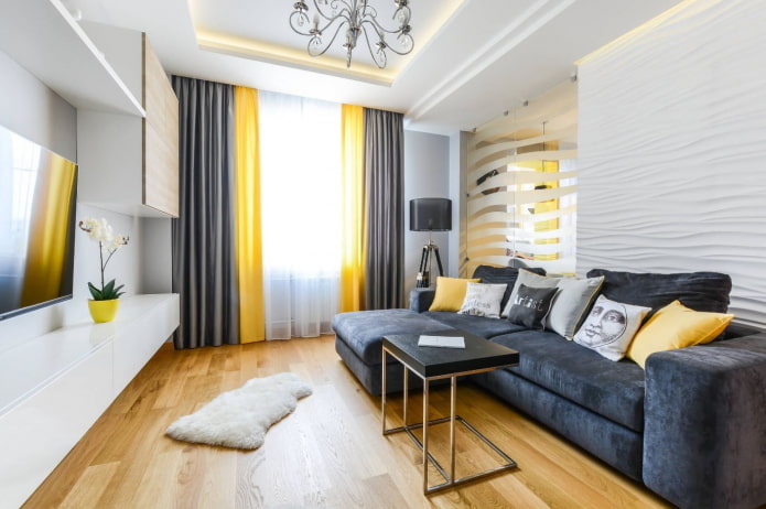 Intérieur d'un appartement de 45 m² de style moderne