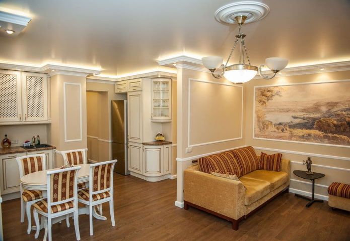 intérieur d'un appartement de 45 mètres carrés dans un style classique