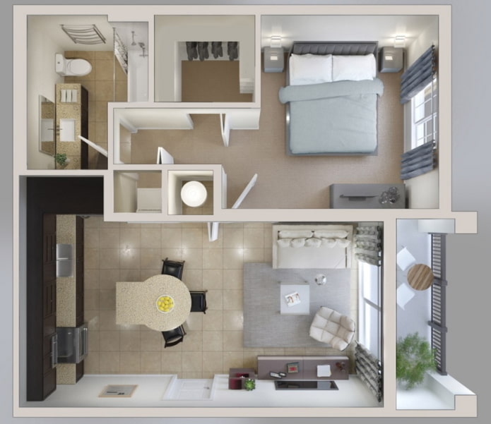 Plan d'appartement 45 m².