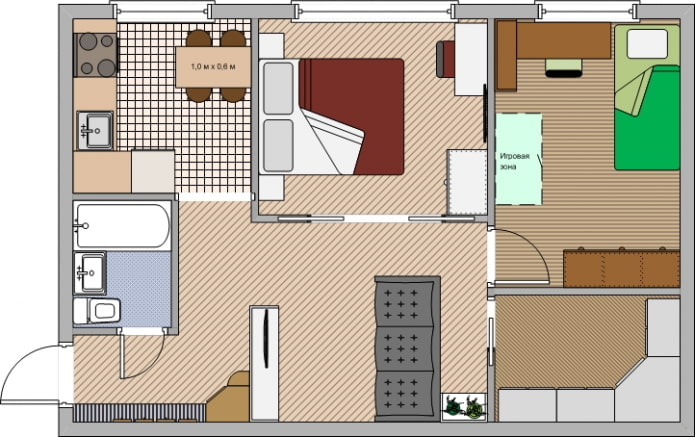 Plan d'appartement 45 m².
