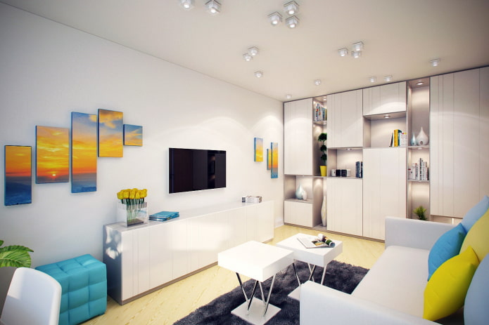 Salon dans un appartement de deux pièces
